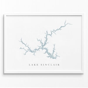 Lac Sinclair | Géorgie | Cadeau de carte aquarelle de lac, décoration de maison de lac, cadeau de mariage artistique personnalisé, peinture de voyage personnalisée, impression d'art