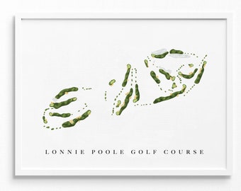 Lonnie Poole Golf Course | Raleigh, NC | Golf Course Map, Personalized Golf Art Gifts for Men Wall Decor, Custom Watercolor Print