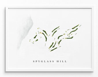 Spyglass Hill | Pebble Beach, CA | Golf Course Map, Personalized Golf Art Gifts for Men Wall Decor, Custom Watercolor Print