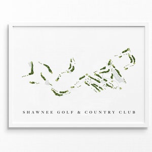 Shawnee Golf & Country Club / Shawnee, KS / Mappa del campo da golf, regali personalizzati di arte del golf per uomo, decorazione da parete, stampa personalizzata ad acquerello
