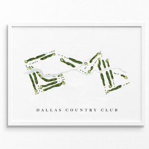Dallas Country Club | Dallas, Texas | Golfbaankaart, gepersonaliseerde golfkunstcadeaus voor mannen Muurdecoratie, aangepaste aquarelafdruk