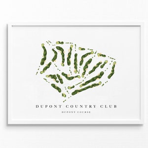 DuPont Country Club / Wilmington, DE / Mappa del campo da golf, regali personalizzati di arte del golf per uomini, decorazioni murali, stampa acquerello personalizzata