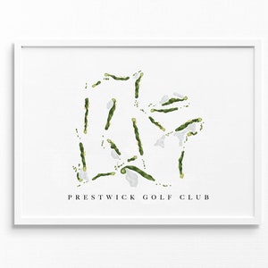 Prestwick Golf Club | Woodbury, Minnesota | Golfbaankaart, gepersonaliseerde golfkunstcadeaus voor mannen Muurdecoratie, aangepaste aquarelafdruk