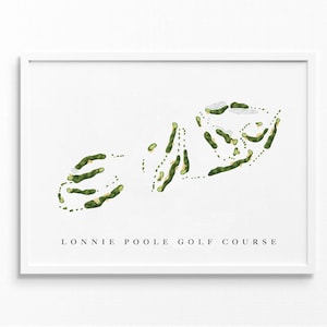 Lonnie Poole-golfbaan | Raleigh, NC | Golfbaankaart, gepersonaliseerde golfkunstcadeaus voor mannen Muurdecoratie, aangepaste aquarelafdruk