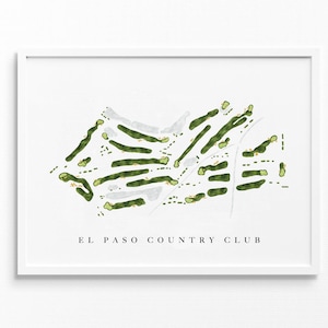 El Paso Country Club / El Paso, TX / Mappa del campo da golf, regali personalizzati di arte del golf per uomini, decorazioni murali, stampa acquerello personalizzata
