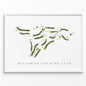 Bellerive Country Club / St. Louis, MO / Mappa del campo da golf, regali personalizzati di arte del golf per uomo, decorazione murale, stampa acquerello personalizzata