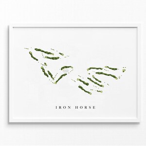 IJzeren paard | Witvis, MT | Golfbaankaart, gepersonaliseerde golfkunstcadeaus voor mannen Muurdecoratie, aangepaste aquarelafdruk