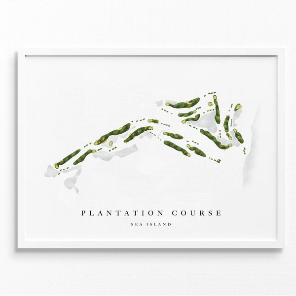 Plantation Course | Sea Island, GA | Golf Course Map, Personalized Golf Art Gifts for Men Wall Decor, Custom Watercolor Print