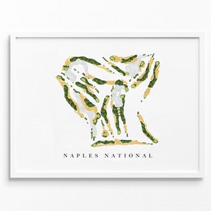 Nationale golfclub Napels | Napels, Florida | Golfbaankaart, gepersonaliseerde golfkunstcadeaus voor mannen Muurdecoratie, aangepaste aquarelafdruk
