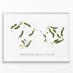 Boston Golf Club | Hingham, Massachusetts | Golfbaankaart, gepersonaliseerde golfkunstcadeaus voor mannen Muurdecoratie, aangepaste aquarelafdruk