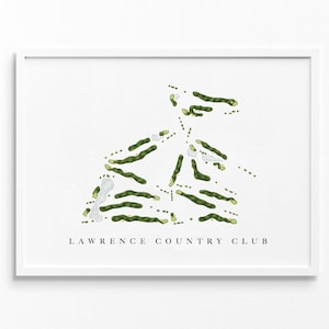 Lawrence Country Club | Lawrence, Kansas | Golfbaankaart, gepersonaliseerde golfkunstcadeaus voor mannen Muurdecoratie, aangepaste aquarelafdruk