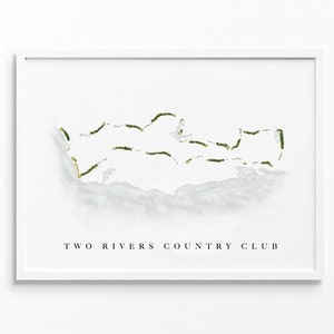 Two Rivers Country Club | Williamsburg, Virginia | Golfbaankaart, gepersonaliseerde golfkunstcadeaus voor mannen Muurdecoratie, aangepaste aquarelafdruk