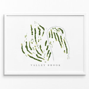 Valley Brook Country Club | Canonsburg, Pennsylvania | Golfbaankaart, gepersonaliseerde golfkunstcadeaus voor mannen Muurdecoratie, aangepaste aquarelafdruk