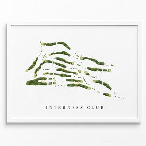 Inverness Club | Toledo, Ohio | Golfbaankaart, gepersonaliseerde golfkunstcadeaus voor mannen Muurdecoratie, aangepaste aquarelafdruk
