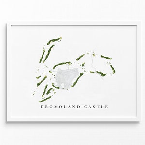 Kasteel Dromoland | County Clare, Ierland | Golfbaankaart, gepersonaliseerde golfkunstcadeaus voor mannen Muurdecoratie, aangepaste aquarelafdruk