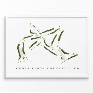 Cedar Ridge Country Club | Gebroken pijl, oké | Golfbaankaart, gepersonaliseerde golfkunstcadeaus voor mannen Muurdecoratie, aangepaste aquarelafdruk