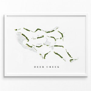 Deer Creek bij The Landings | Savannah, Georgia | Golfbaankaart, gepersonaliseerde golfkunstcadeaus voor mannen Muurdecoratie, aangepaste aquarelafdruk