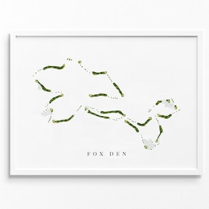 Fox Den Country Club / Knoxville, TN / Mappa del campo da golf, regali personalizzati di arte del golf per uomini, decorazione murale, stampa acquerello personalizzata