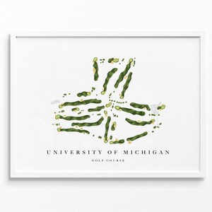 Campo de golf de la Universidad de Michigan / Ann Arbor, MI / Mapa del campo de golf, regalo de decoración de golfista para él, diseño de tarjeta de puntuación / Impresión de bellas artes