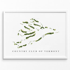 Country Club of Vermont / Waterbury, VT / Mappa del campo da golf, regali personalizzati di arte del golf per uomini, decorazione murale, stampa acquerello personalizzata