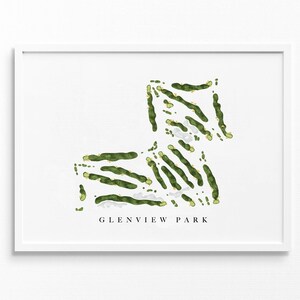 Glenview Park-golfclub | Glenview, Illinois | Golfbaankaart, gepersonaliseerde golfkunstcadeaus voor mannen Muurdecoratie, aangepaste aquarelafdruk