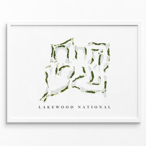National Lakewood | Lakewood Ranch, Floride | Carte du parcours de golf, cadeaux d'art de golf personnalisés pour homme, décoration murale, impression aquarelle personnalisée