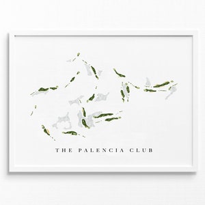 De Palencia Club | St. Augustine, FL | Golfbaankaart, gepersonaliseerde golfkunstcadeaus voor mannen Muurdecoratie, aangepaste aquarelafdruk