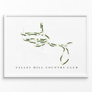 Valley Hill Country Club | Huntsville, AL | Golfbaankaart, gepersonaliseerde golfkunstcadeaus voor mannen Muurdecoratie, aangepaste aquarelafdruk