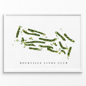 Rockville Links Club | Rockville Centre, NY | Golfbaankaart, gepersonaliseerde golfkunstcadeaus voor mannen Muurdecoratie, aangepaste aquarelafdruk
