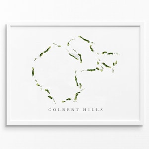 Campo de golf Colbert Hills / Manhattan, KS / Mapa del campo de golf, regalos de arte de golf personalizados para hombres, decoración de pared, impresión de acuarela personalizada