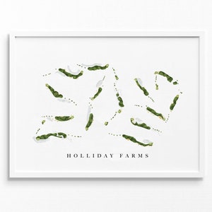 De club van Holiday Farms | Zionsville, IN | Golfbaankaart, gepersonaliseerde golfkunstcadeaus voor mannen Muurdecoratie, aangepaste aquarelafdruk