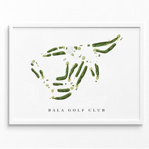 Bala-golfclub | Philadelphia, Pennsylvania | Golfbaankaart, gepersonaliseerde golfkunstcadeaus voor mannen Muurdecoratie, aangepaste aquarelafdruk