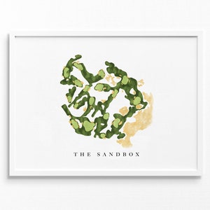De zandbak | Sand Valley, Nekoosa, Wisconsin | Golfbaankaart, gepersonaliseerde golfkunstcadeaus voor mannen Muurdecoratie, aangepaste aquarelafdruk