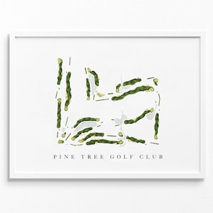 Pine Tree Golf Club | Boynton Beach, Florida | Golfbaankaart, gepersonaliseerde golfkunstcadeaus voor mannen Muurdecoratie, aangepaste aquarelafdruk