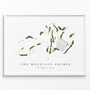 The Mountain Course bij Spruce Peak | Stowe, Virginia | Golfbaankaart, gepersonaliseerde golfkunstcadeaus voor mannen Muurdecoratie, aangepaste aquarelafdruk