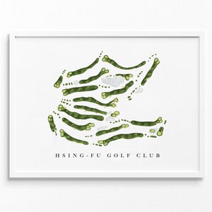 Hsing-Fu-golfclub | New Taipei City, Taiwan | Golfbaankaart, gepersonaliseerde golfkunstcadeaus voor mannen Muurdecoratie, aangepaste aquarelafdruk