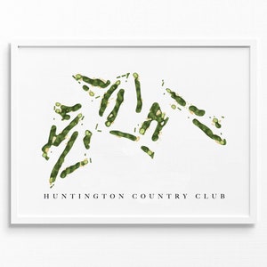 Huntington Country Club / Huntington, NY / Mappa del campo da golf, regali personalizzati di arte del golf per uomini, decorazioni murali, stampa acquerello personalizzata