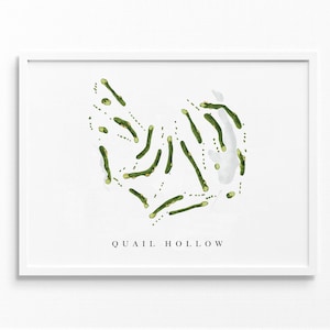 Wachtelhöhle | Charlotte, N.C. | Golf Platz Karte, Golf Kunst Geschenke für Herren Wanddekoration, Benutzerdefinierte Aquarell Druck