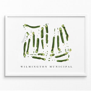 Gemeentelijk Wilmington | Wilmington, NC | Golfbaankaart, gepersonaliseerde golfkunstcadeaus voor mannen Muurdecoratie, aangepaste aquarelafdruk