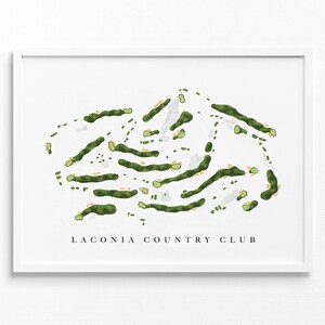 Laconia Country Club / Laconia, NH / Mappa del campo da golf, regali personalizzati di arte del golf per uomo, decorazione murale, stampa acquerello personalizzata