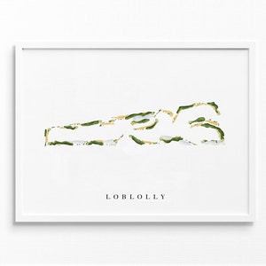 Loblolly | Hobe Sound, Florida | Golfbaankaart, gepersonaliseerde golfkunstcadeaus voor mannen Muurdecoratie, aangepaste aquarelafdruk
