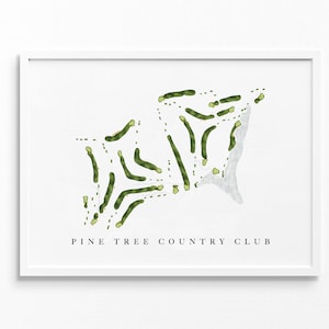 Mapa del campo de golf Pine Tree Country Club / Birmingham, AL, regalos de arte de golf personalizados para decoración de pared para hombres, impresión de acuarela personalizada