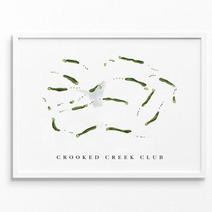 Crooked Creek Club | Alpharetta, Georgia | Golfbaankaart, gepersonaliseerde golfkunstcadeaus voor mannen Muurdecoratie, aangepaste aquarelafdruk