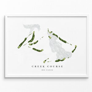 Big Canoe, Creek Course | Jasper, Georgia | Golfbaankaart, gepersonaliseerde golfkunstcadeaus voor mannen Muurdecoratie, aangepaste aquarelafdruk