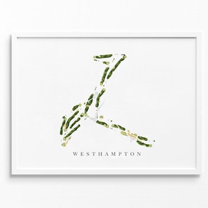 Westhampton Country Club | Westhampton Beach, NY | Golfbaankaart, gepersonaliseerde golfkunstcadeaus voor mannen Muurdecoratie, aangepaste aquarelafdruk