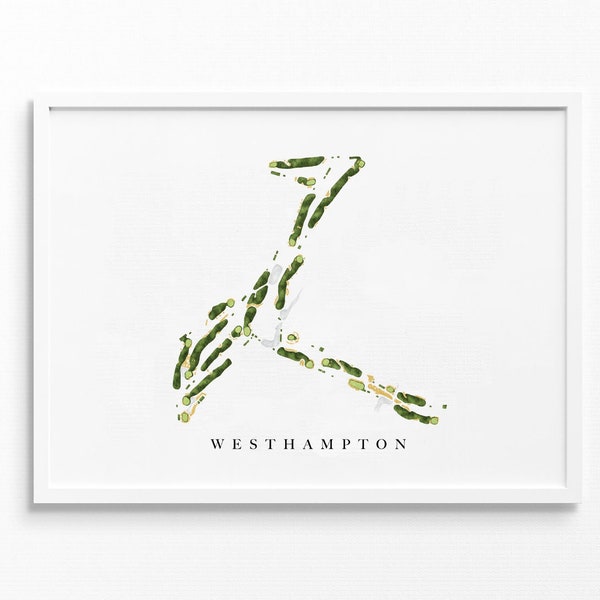 Westhampton Country Club | Westhampton Beach, NY | Golf Course Map, Personalized Golf Art Gifts for Men Wall Decor, Custom Watercolor Print