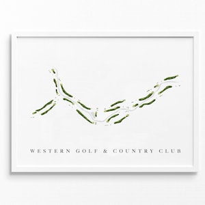 Western Golf & Country Club / Redford, MI / Mappa del campo da golf, regali d'arte personalizzati per uomo, decorazioni da parete, stampa acquerello personalizzata