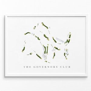 The Governors Club | Brentwood, Tennessee | Golfbaankaart, gepersonaliseerde golfkunstcadeaus voor mannen Muurdecoratie, aangepaste aquarelafdruk