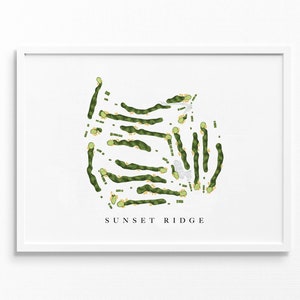 Sunset Ridge / Northfield, IL / Mappa del campo da golf, regali personalizzati di arte del golf per uomini, decorazioni murali, stampa acquerello personalizzata