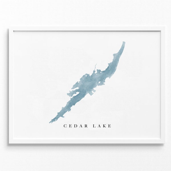 Cedar Lake | Ely, MN | Watercolor Lake Map Gift, Lake House Decor, Personalized Art Wedding Gift, Custom Travel Painting, Art Print
